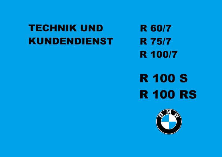 BMW R60/7 R75/7 R100/7 R100S R100RS Bedienungsanleitung, Buchcover