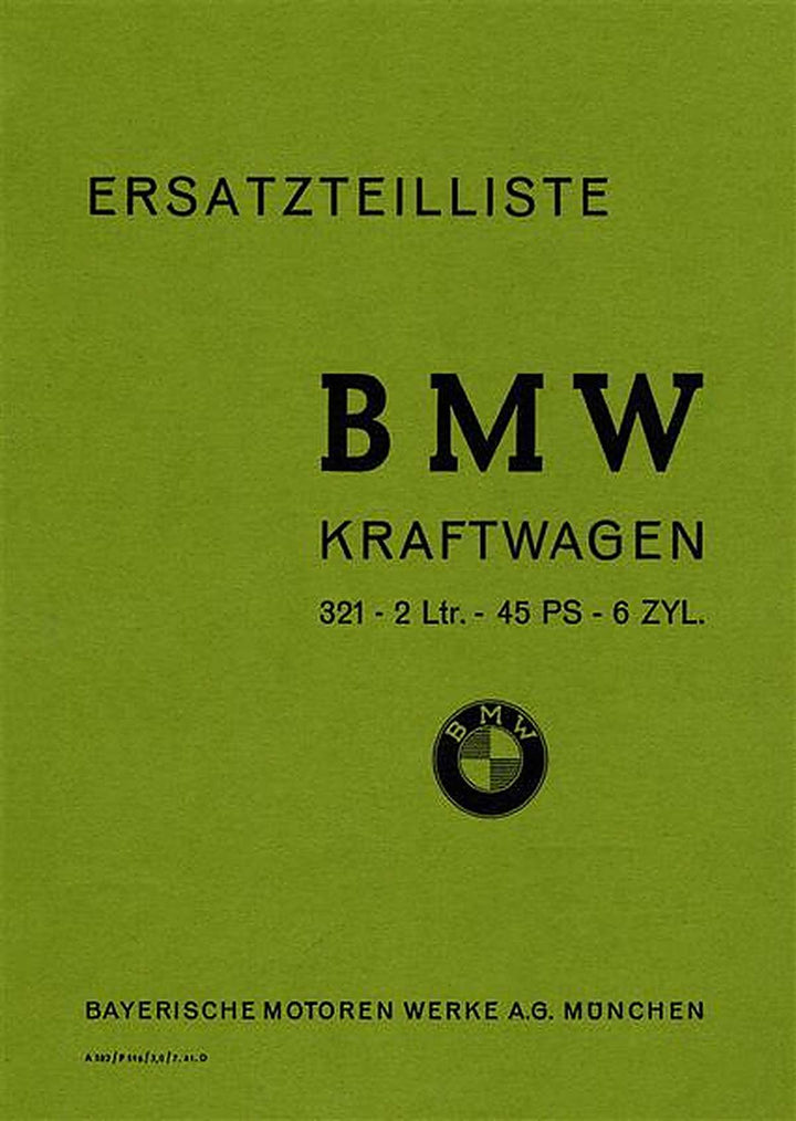 BMW Typ 321 Ersatzteilkatalog, Buchcover