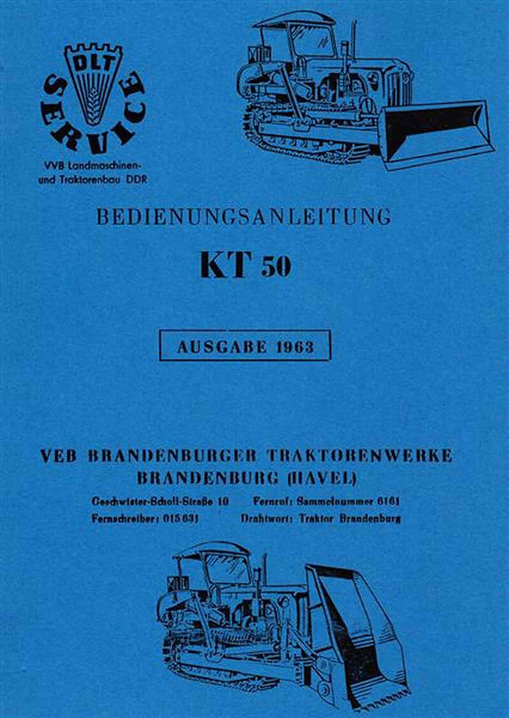 Brandenburger Traktorwerke KT 50 Betriebsanleitung, Buchcover