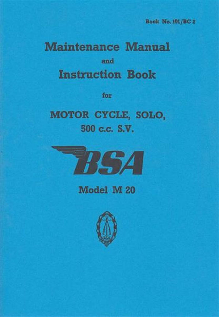 BSA M 20, 500 ccm, Maintenance Manual and Instruction Book, Buchcover