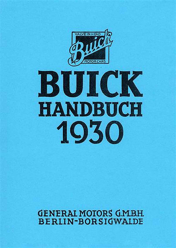 Buick Automobile 1930 Bedienungsanleitung, Buchcover