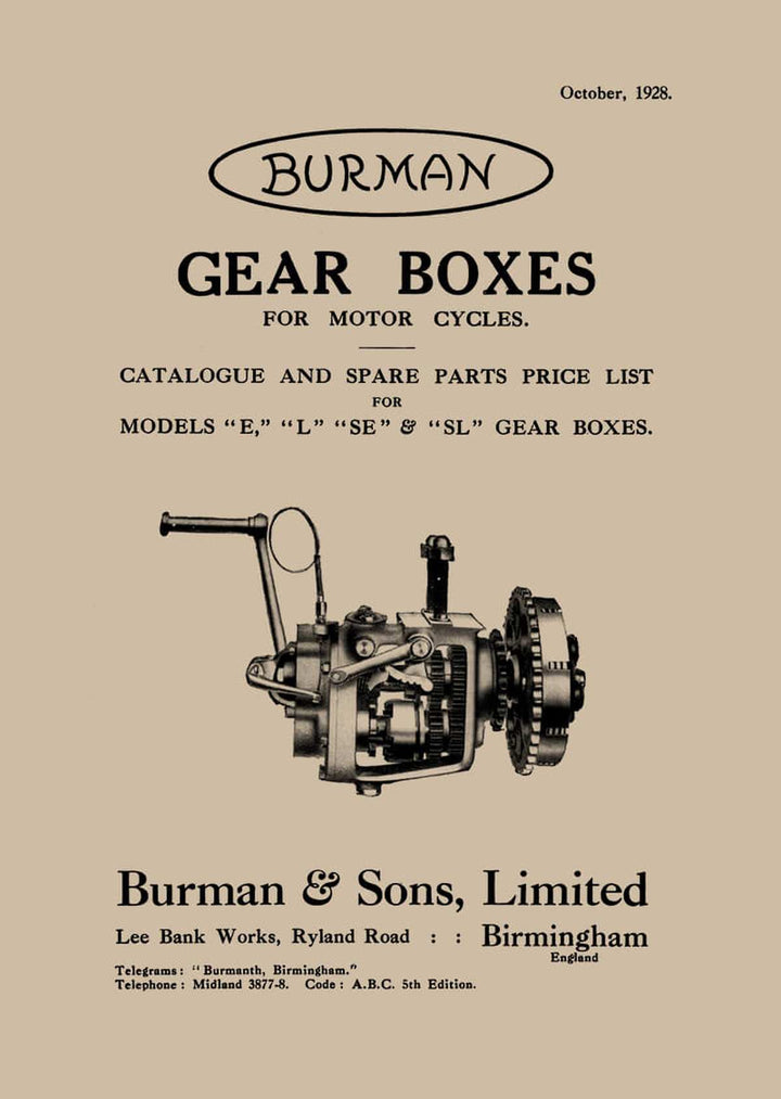 Burman Gear Boxes "E", "L", "SE" & "SL" Catalogue and Spare Parts, Buchcover