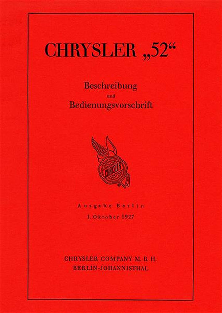 Chrysler 52 Betriebsanleitung, Buchcover