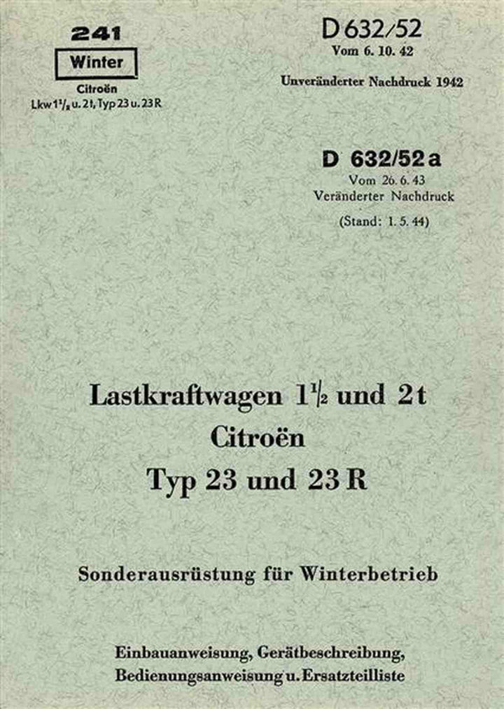 Citroen Lastkraftwagen 1,5 t und 2 t Sonderausrüstung für Winterbetrieb, Buchcover