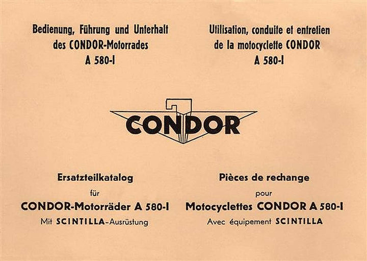 Condor A580-I Betriebsanleitung und Ersatzteilkatalog, Buchcover