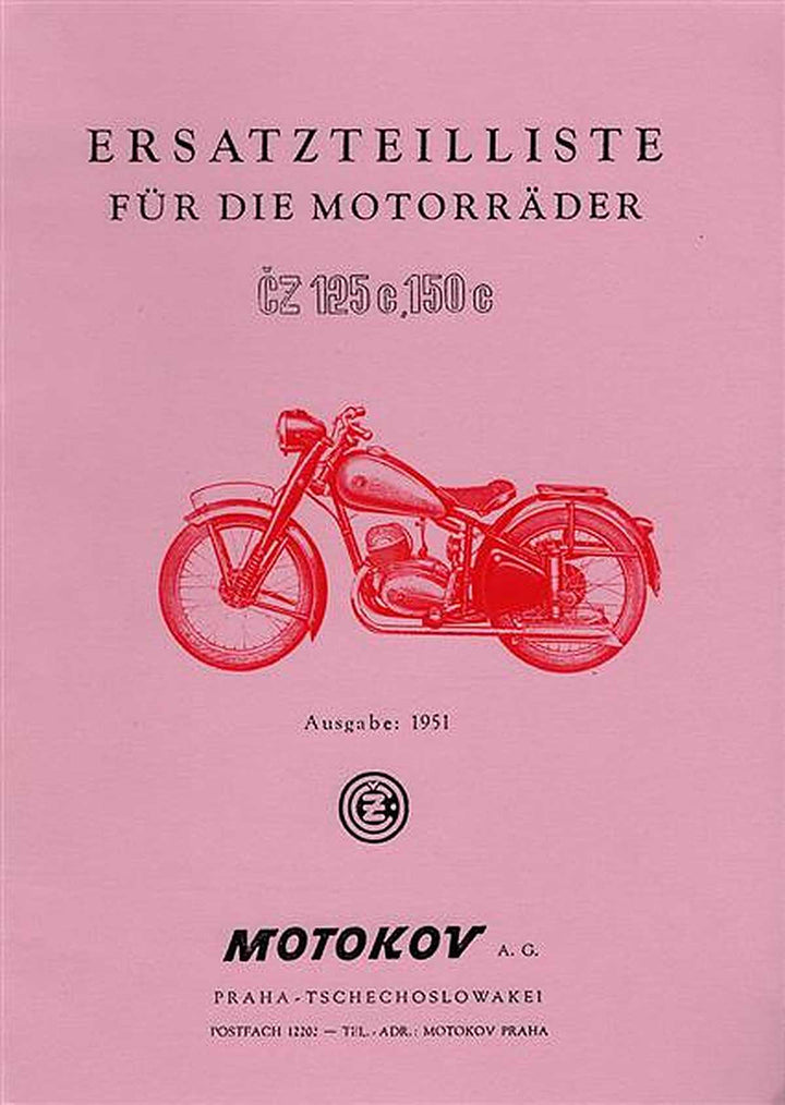 CZ 125 und 150 Ersatzteilkatalog, Buchcover