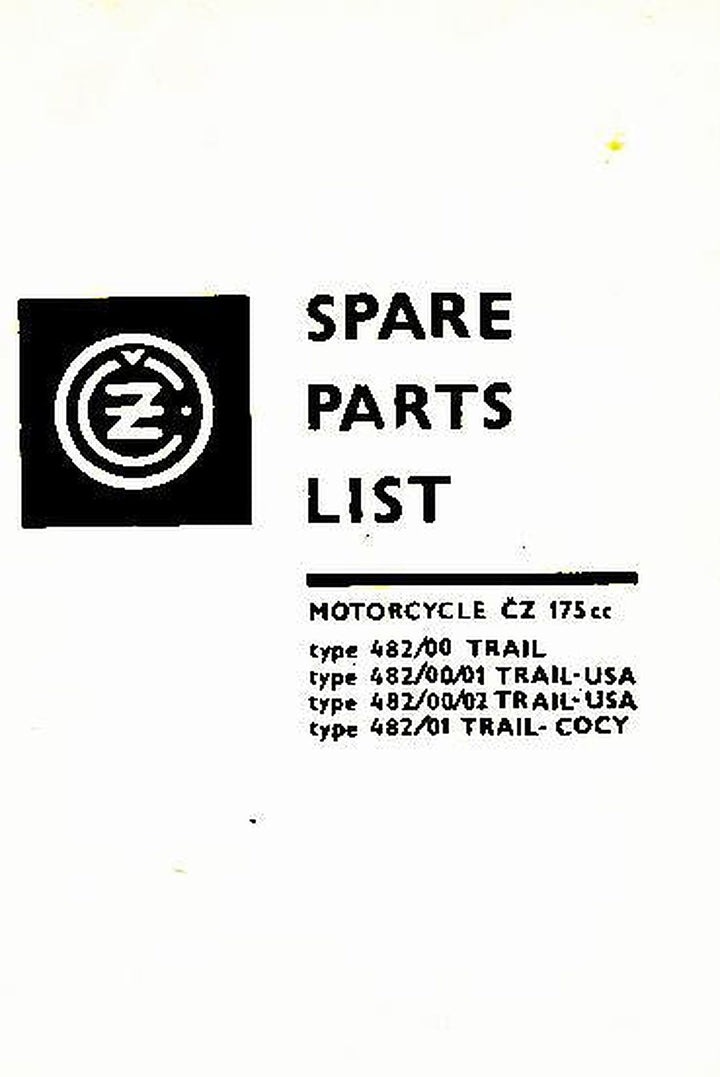 CZ 175 Trial, 482/00 Trial, 482/00/01 Trial-USA, 482/00/02 Trial-USA, 482/01 Trial-Cocy, Ersatzteilkatalog, Buchcover