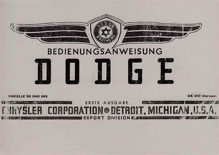 Dodge D8 und D8X Bedienungsanleitung, Buchcover