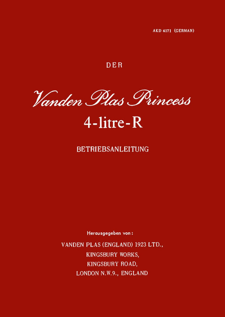 Der Vanden Plas Princess 4-litre-R Betriebsanleitung, Buchcover
