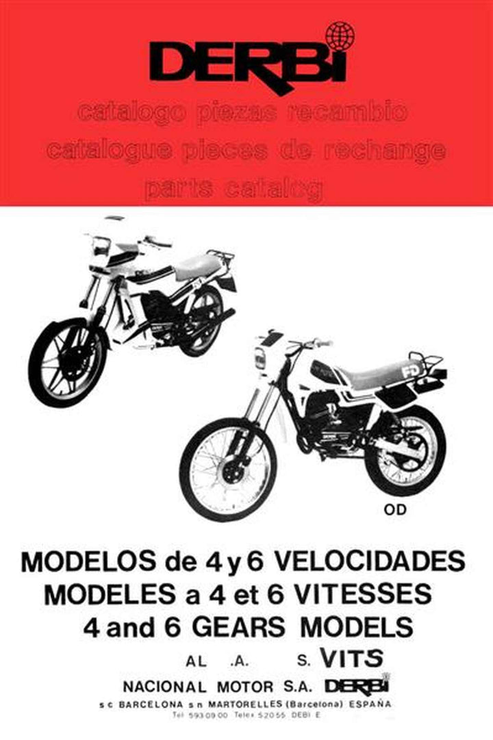 Derbi 4- und 6-Gang-Modelle Parts Catalog, Buchcover