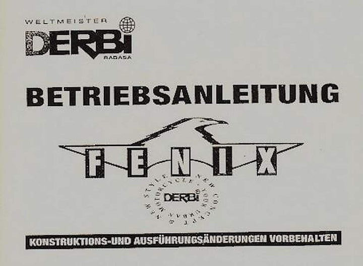 Derbi Fenix Betriebsanleitung, Buchcover