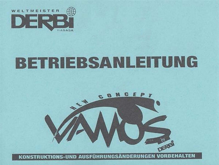 Derbi Vamos, Betriebsanleitung, Buchcover