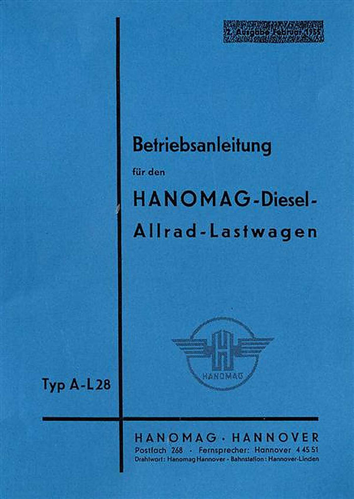 Hanomag Diesel-Allrad-Lastwagen A-L 28 Betriebsanleitung, Buchcover
