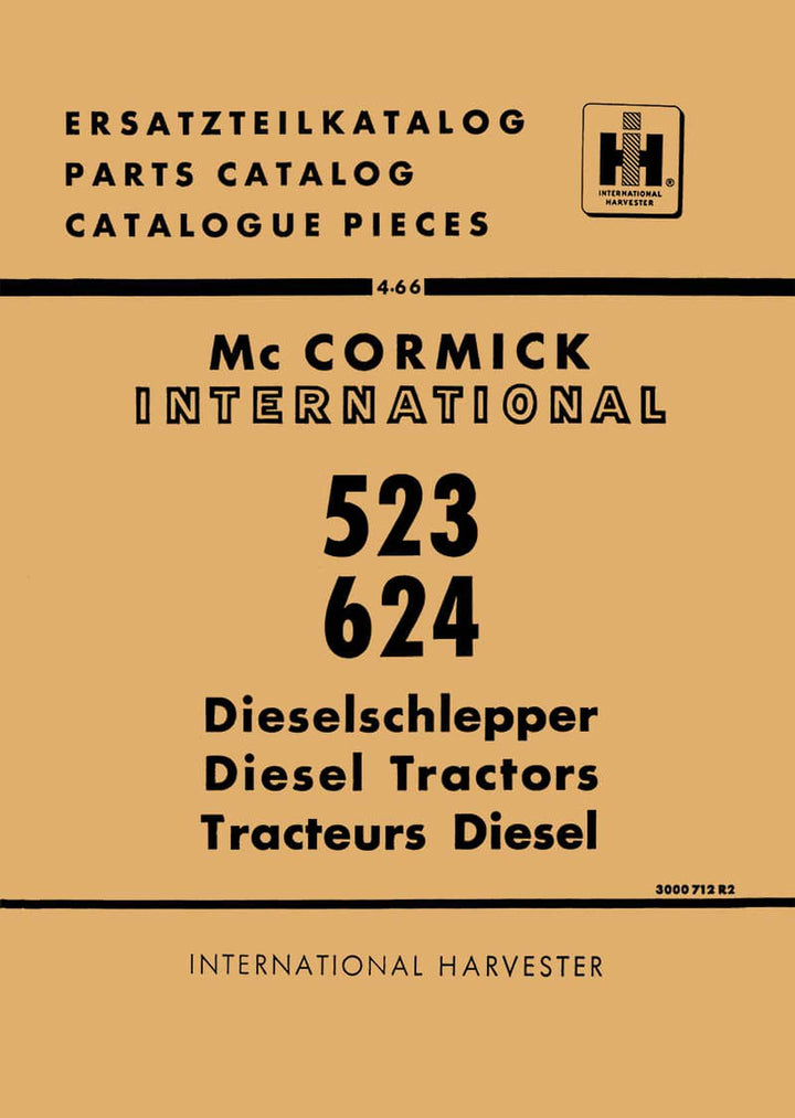 IHC 523 und 624 Traktor Ersatzteilkatalog, Buchcover