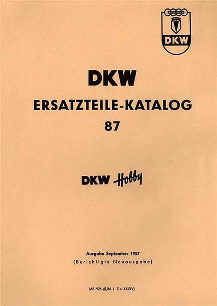 DKW Hobby Ersatzteilkatalog, Buchcover