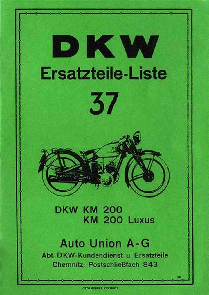 DKW KM200 und KM200 Luxus Ersatzteilkatalog, Buchcover