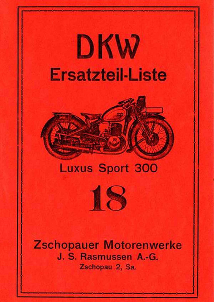 DKW 300 Luxus und Sport Ersatzteilkatalog, Buchcover