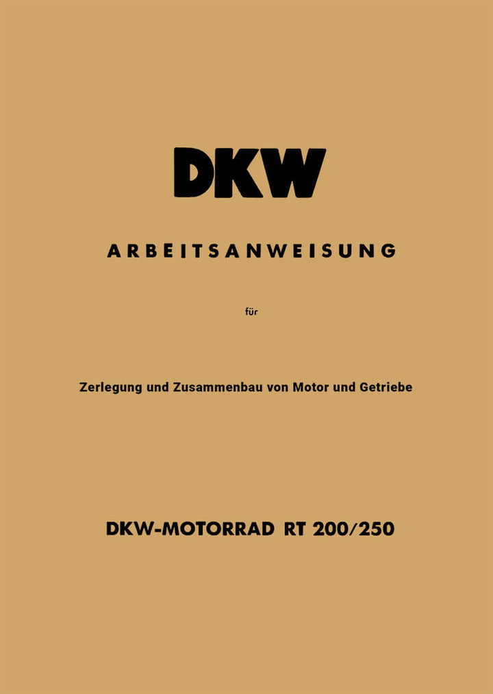 DKW RT200 und RT250 Arbeitsanweisung, Buchcover