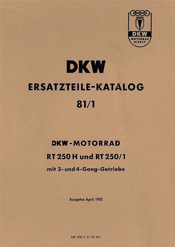 DKW RT250 Modelle Ersatzteilkatalog, Buchcover