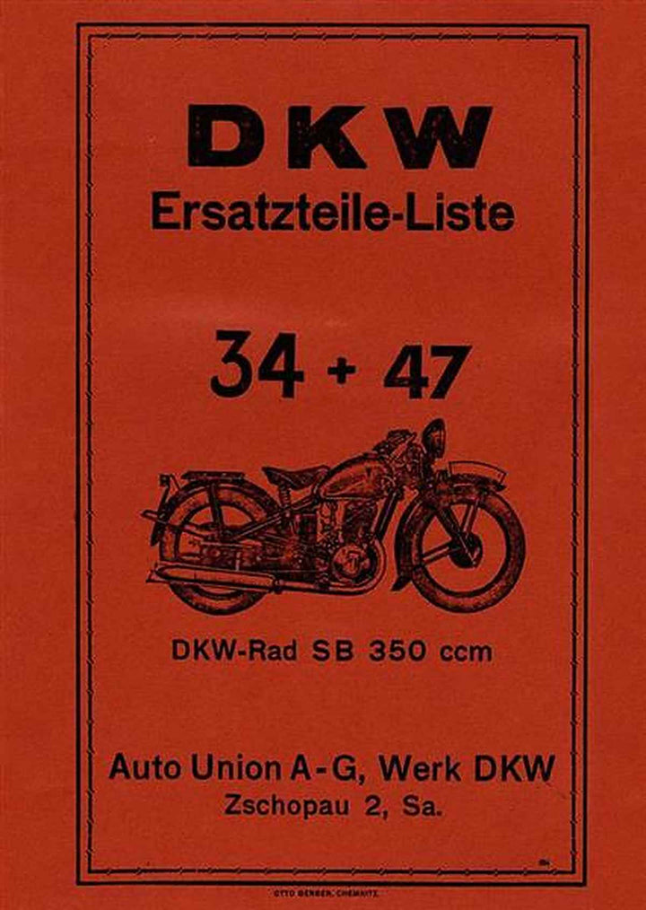 DKW SB350 Ersatzteilkatalog, Buchcover