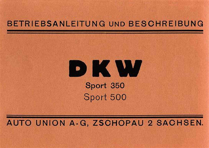 DKW Sport 350 und Sport 500 Betriebsanleitung, Buchcover