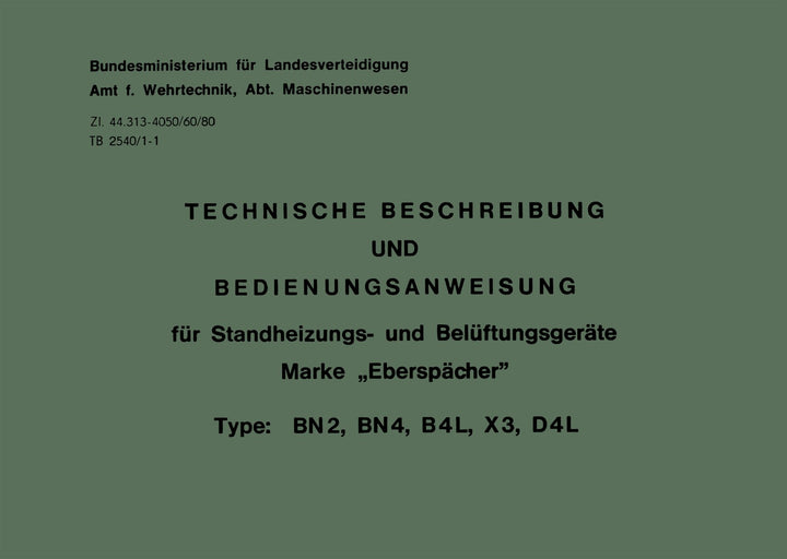 Puch Pinzgauer & Haflinger - Eberspächer Standheizung Betriebsanleitung, Buchcover