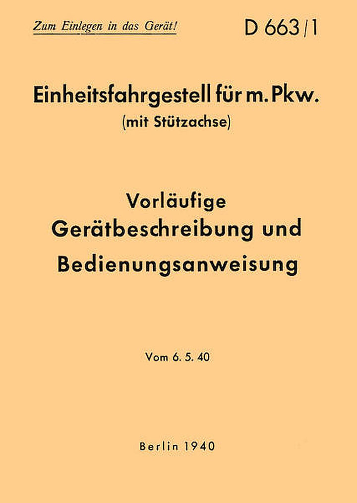Horch Einheitsfahrgestell für PKW Betriebsanleitung, Buchcover