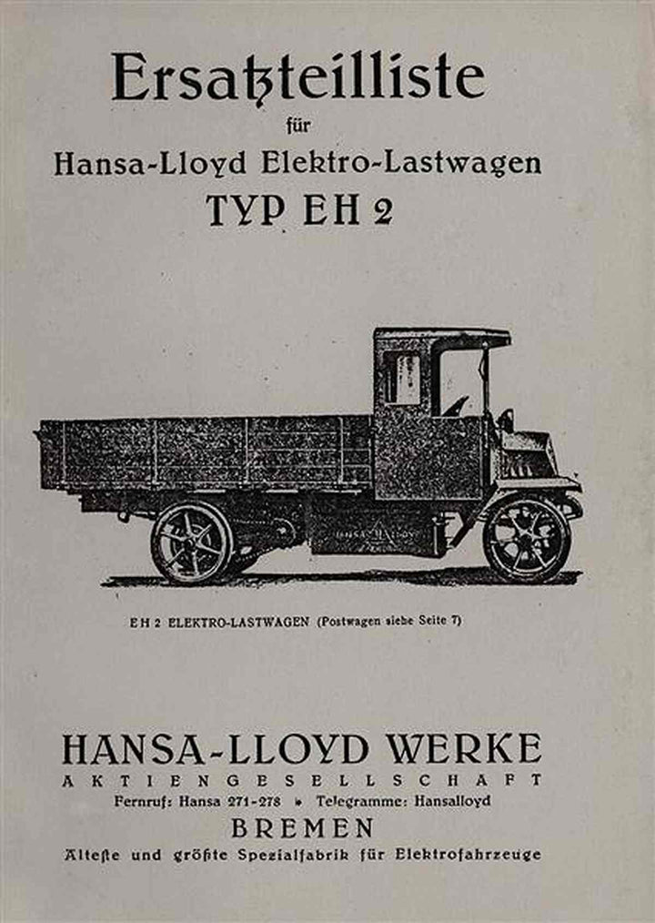 Hansa Elektro Lastwagen EH2 Ersatzteilliste, Buchcover