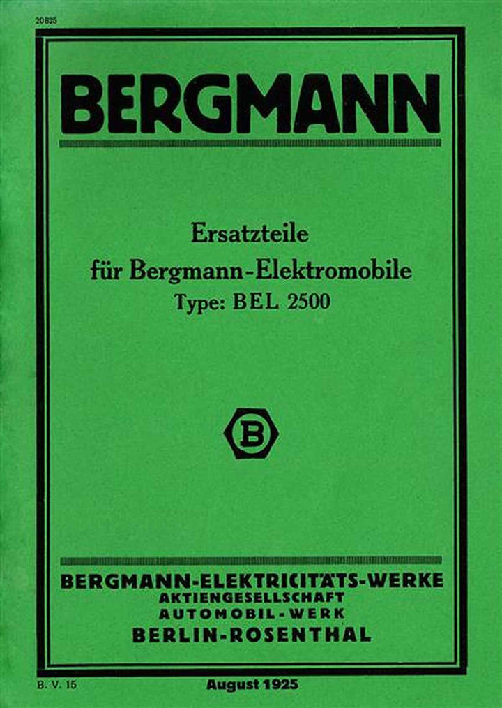 Bergmann Elektromobile BEL2500 Bedienungsanleitung, Buchcover