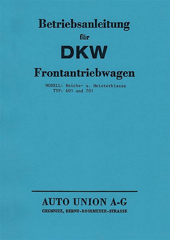 DKW F6 und F7 Frontantriebswagen Bedienungsanleitung, Buchcover