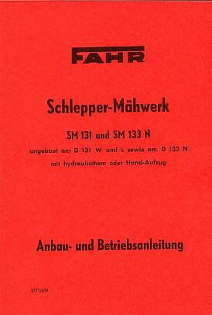 Fahr SM131 und SM133N Betriebsanleitung, Buchcover