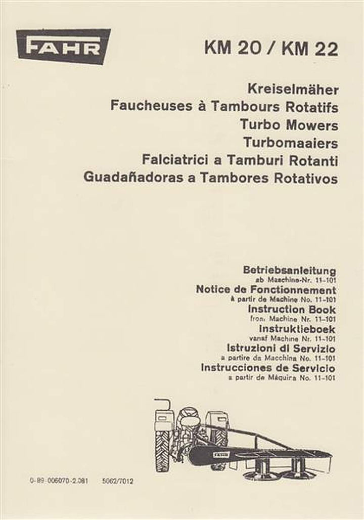 Fahr KM20 und KM22 Betriebsanleitung, Buchcover