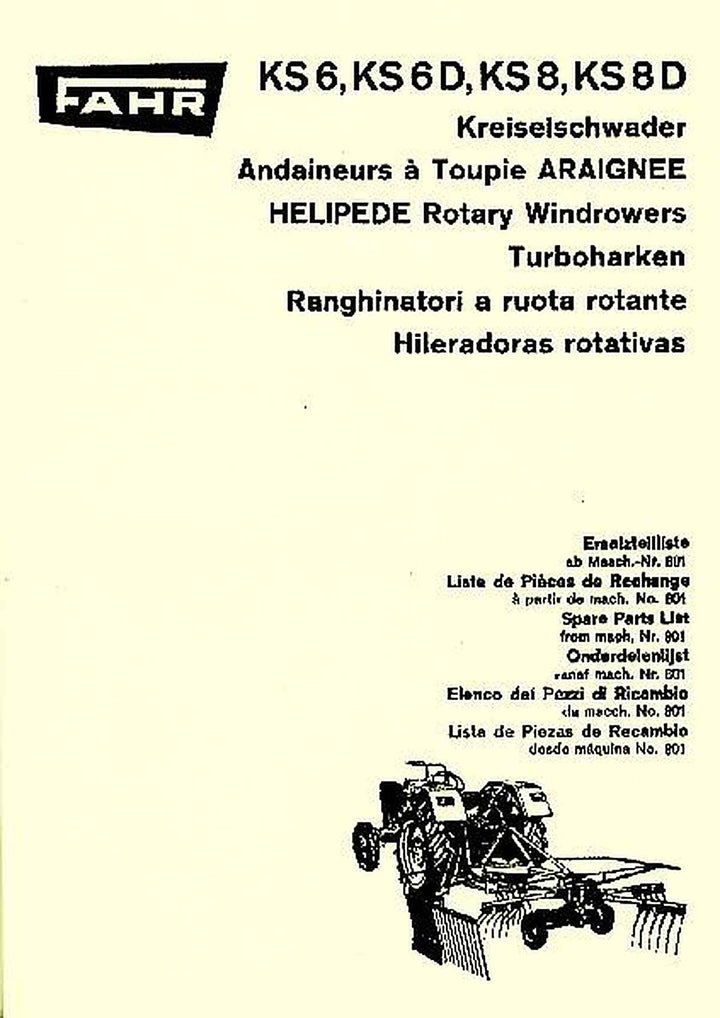 Fahr KS6 KS6D KS8 KS8D Ersatzteilkatalog, Buchcover
