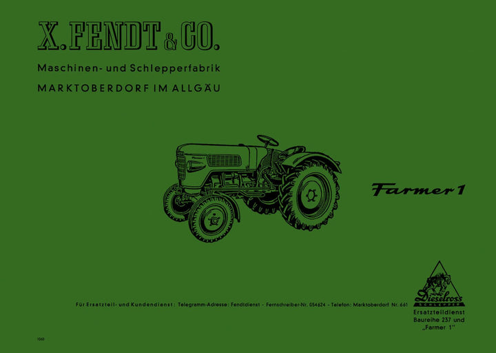 Fendt Farmer 1 Baureihe 237 Ersatzteilkatalog, Buchcover