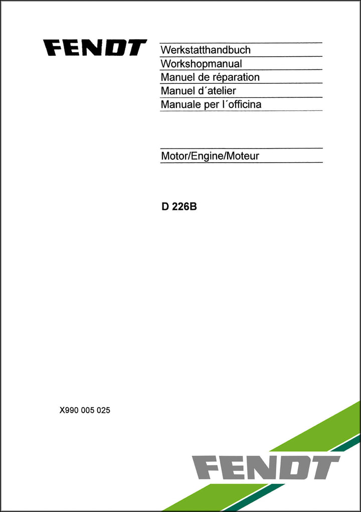 Fendt MWM Motor D226B Werkstatthandbuch, Buchcover