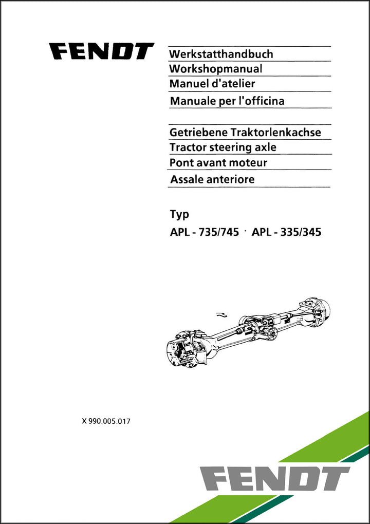 Fendt ZF Achse APL 735 745 335 345 Werkstatthandbuch, Buchcover
