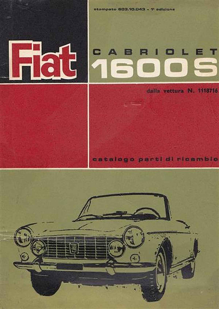 Fiat Cabrio 1600 S Catalogo parti ricambio, Buchcover