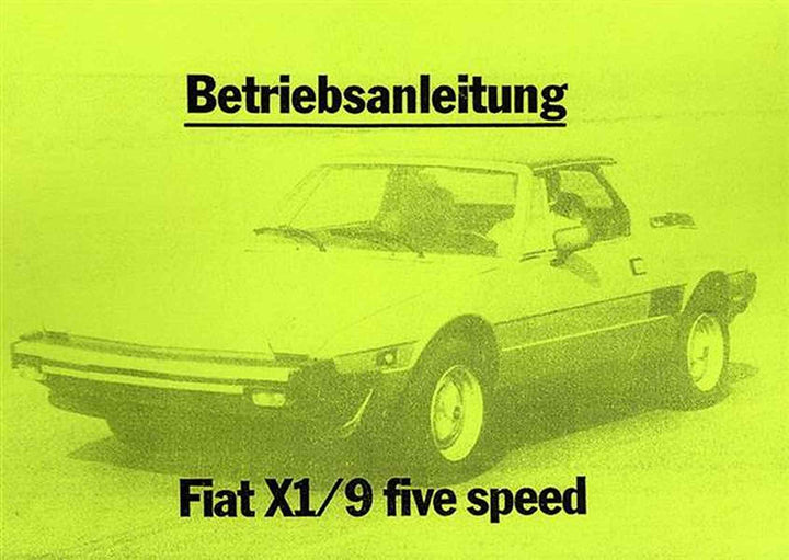 Fiat X1/9 five speed Betriebsanleitung, Buchcover