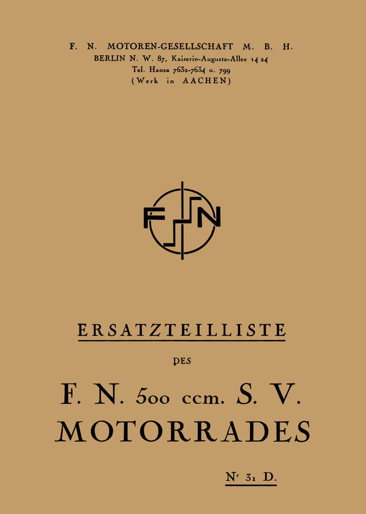 FN 500 SV Typ M90 Ersatzteilkatalog, Buchcover