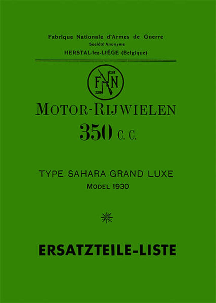 FN 350 Typ Sahara Grand Luxe Ersatzteilkatalog, Buchcover