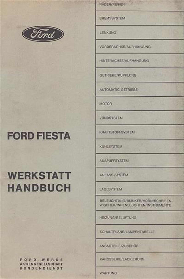 Ford Fiesta Werkstatthandbuch, Buchcover