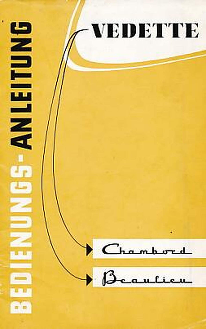 Ford (Simca) Vedette, Chambord, Beaulieu, Betriebsanleitung, Buchcover