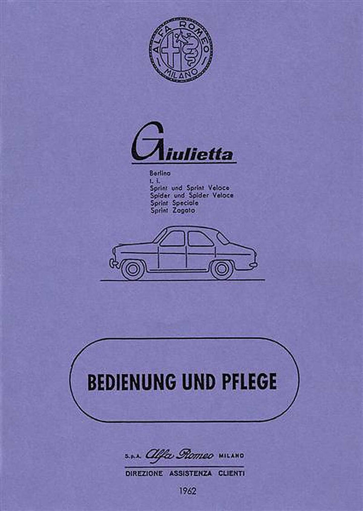 Alfa Romeo Giulietta Modelle Betriebsanleitung, Buchcover