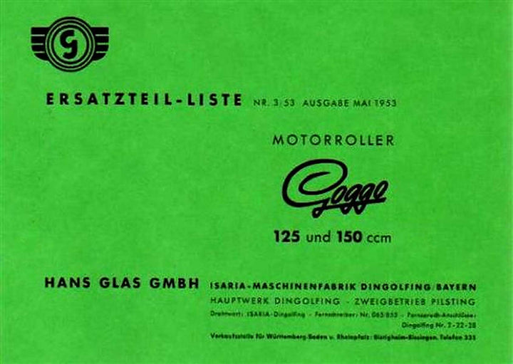 Glas Goggo-Roller 125 und 150 ccm Ersatzteilkatalog, Buchcover