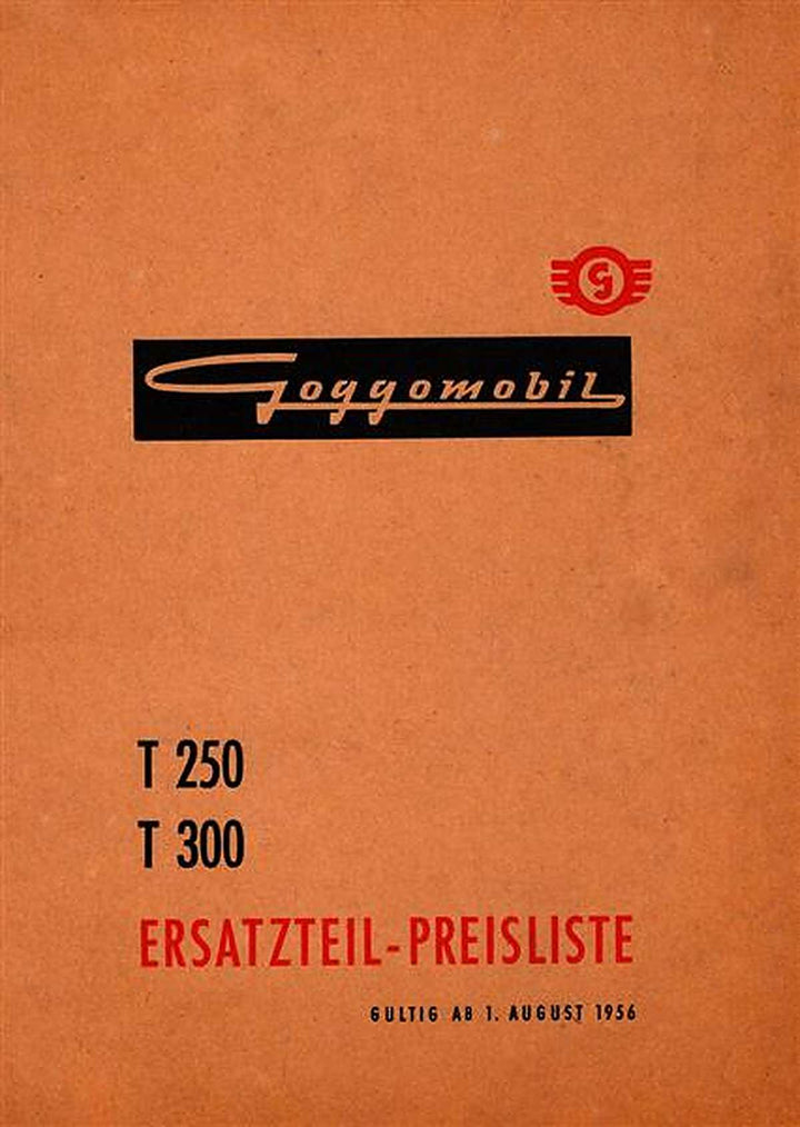 Glas Goggomobil T250 und T300 Ersatzteilkatalog, Buchcover