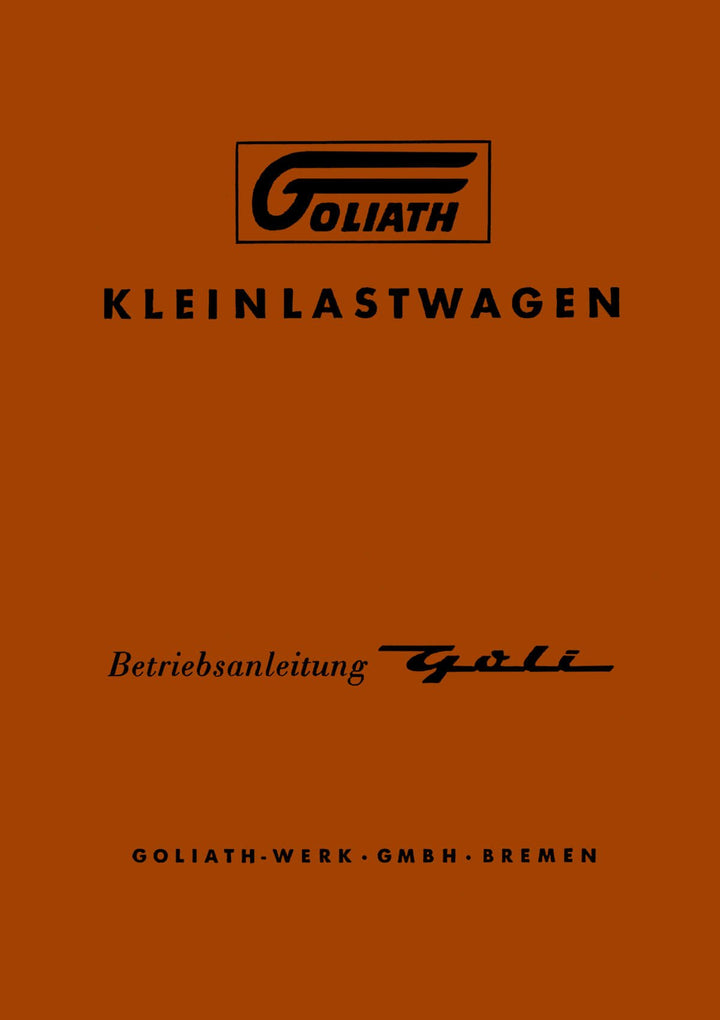 Goliath 3-Rad Kleinlastwagen Betriebsanleitung, Buchcover
