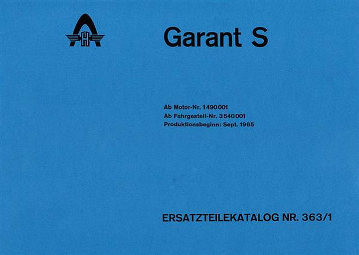 Hanomag Garant S Ersatzteilkatalog, Buchcover
