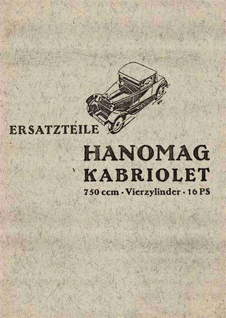 Hanomag Kabriolet 316 Ersatzteilkatalog, Buchcover