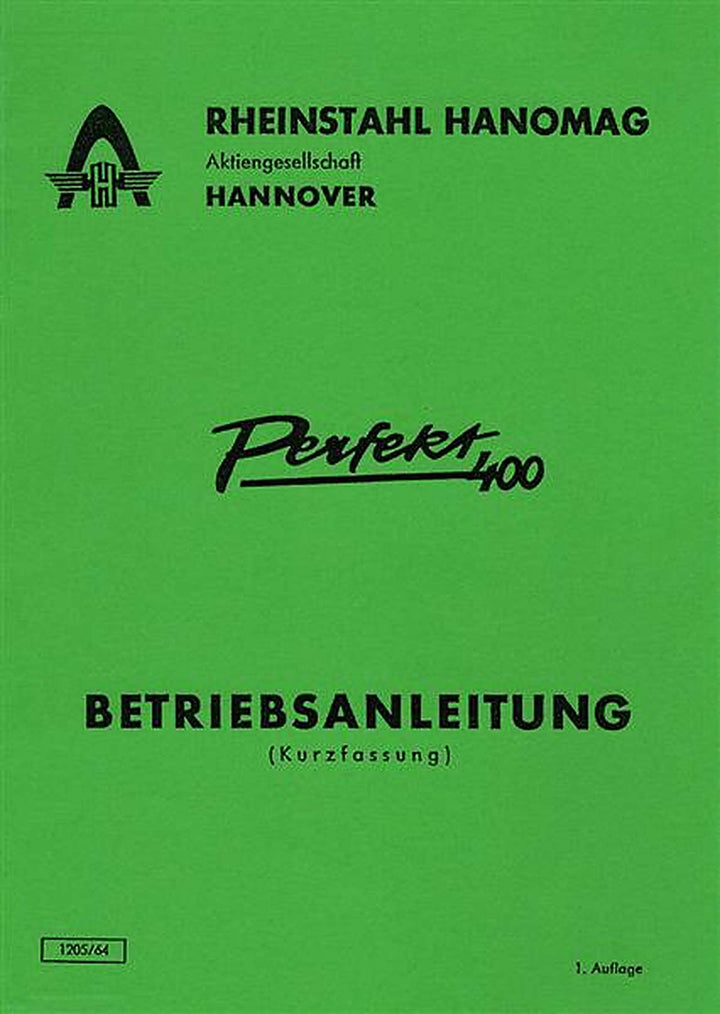 Hanomag Perfekt 400 Betriebsanleitung, Buchcover