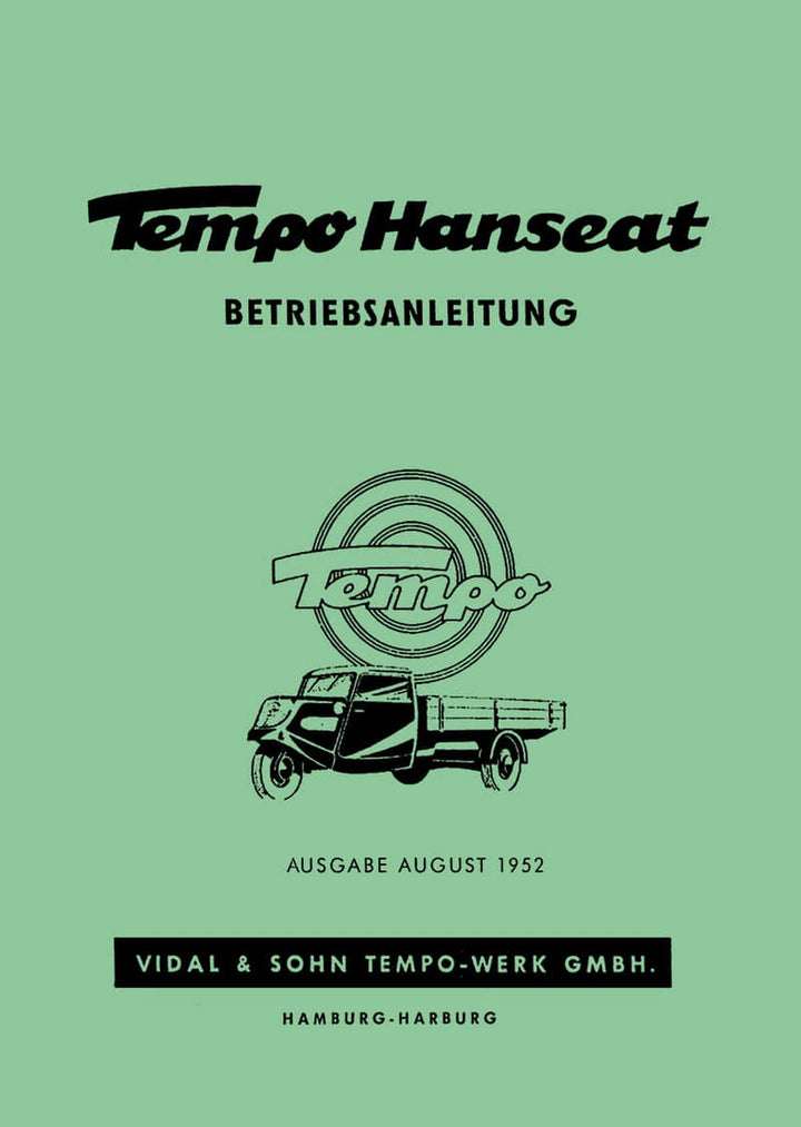 Tempo Hanseat 3-Rad Kleinlastkraftwagen Betriebsanleitung, Buchcover